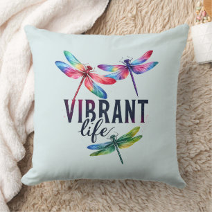 Vibrant Life - Artistic Dragonfly Cushion