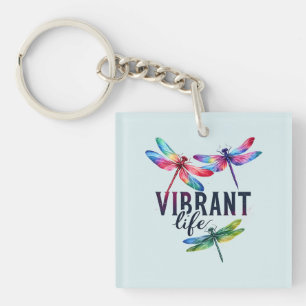 Vibrant Life - Artistic Dragonfly Key Ring