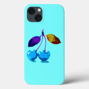 Vibrant light blue cherries  iPhone 13 case