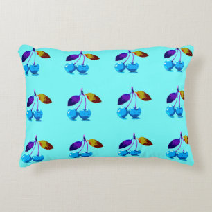 Vibrant light blue cherries decorative cushion