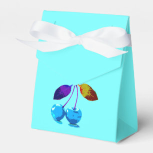 Vibrant light blue cherries  favour box