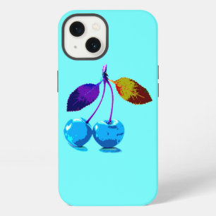 Vibrant light blue cherries iPhone 13 case