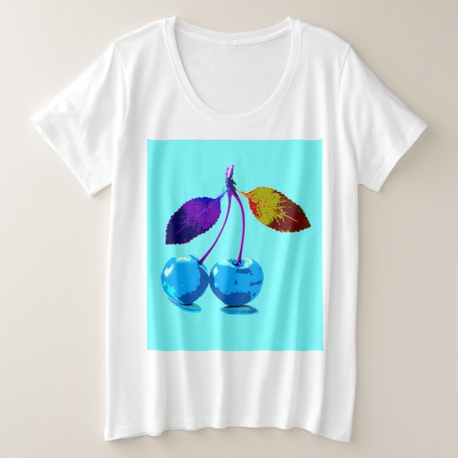 Vibrant light blue cherries   plus size T-Shirt (Design Front)