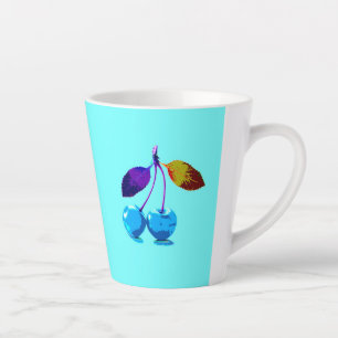 Vibrant light blue cherries Pop Art Latte Mug