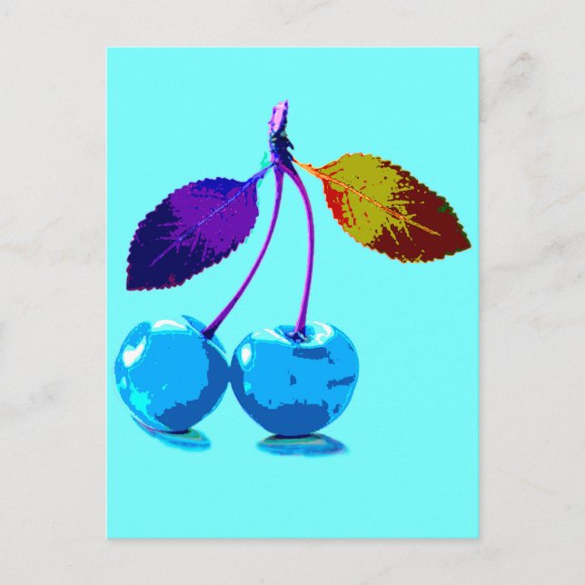 Vibrant light blue cherries  postcard (Front)