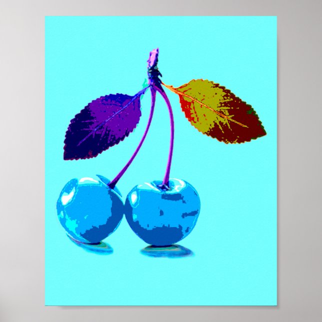 Vibrant light blue cherries  poster (Front)