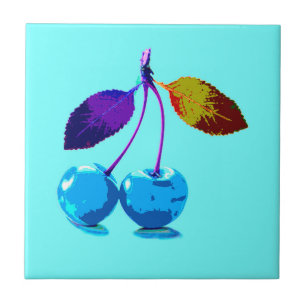 Vibrant light blue cherries tile