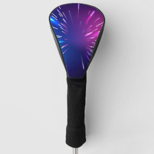 Vibrant light rays pink blue golf head cover