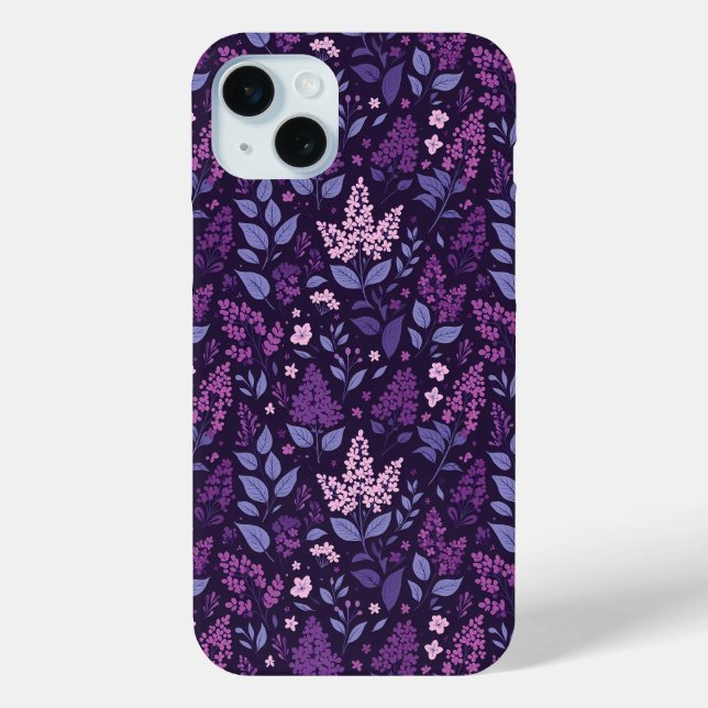 Vibrant Lilac Floral Pattern Case-Mate iPhone Case (Back)