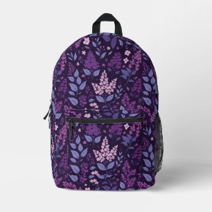Vibrant Lilac Floral Pattern Printed Backpack