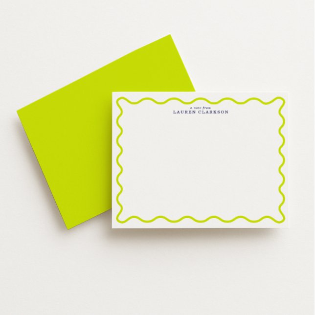 Vibrant Lime Wavy Frame Note Card (Creator Uploaded)