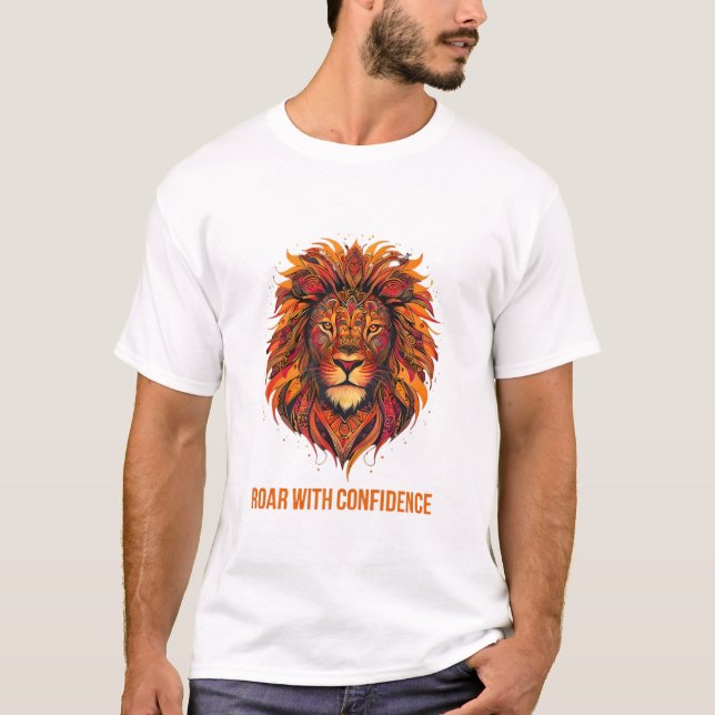 Vibrant Lion Head - Roar with Confidence T-Shirt (Front)