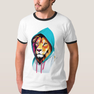 Vibrant Lion Hoodie T-Shirt – Bold Animal Spirit