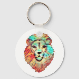 Vibrant Lion's Head Key Ring