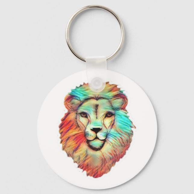 Vibrant Lion's Head Key Ring (Front)