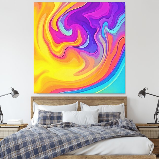 Vibrant Liquid Art Flow Canvas Print (Insitu(Bedroom))