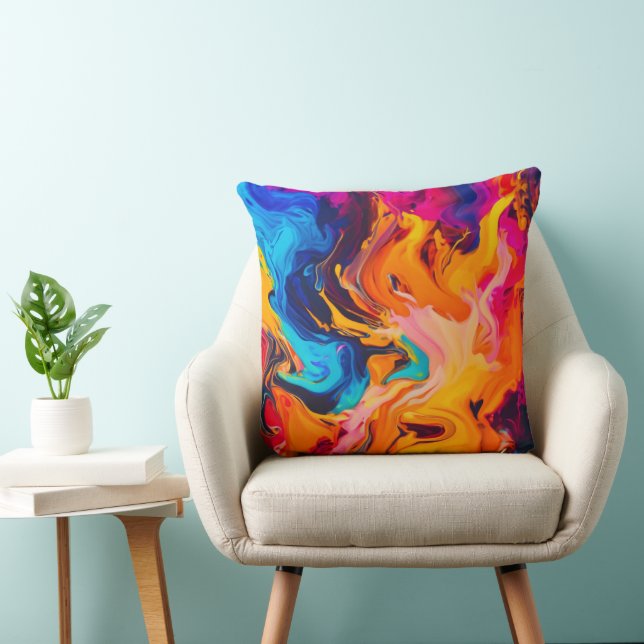 Vibrant Liquid Artwork Cushion (Chair)