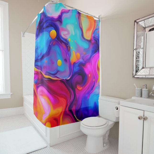 Vibrant Liquid Artwork Shower Curtain (In Situ)