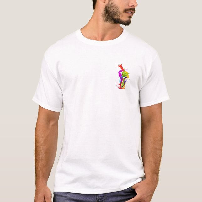 Vibrant Liquid Explosion: Abstract Paint Splash T-Shirt (Front)