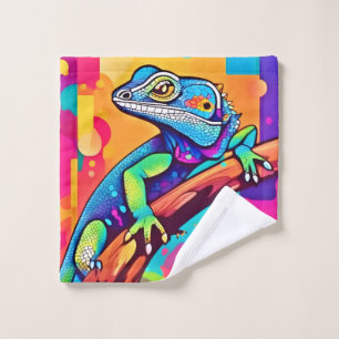 Vibrant Lizard Artwork Bath Towel Set