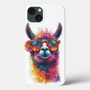 Vibrant Llama Head Illustration – Colorful, Unique iPhone 13 Case