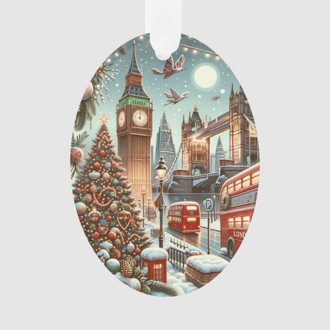 Vibrant London Christmas Splendour Ornament (Front)