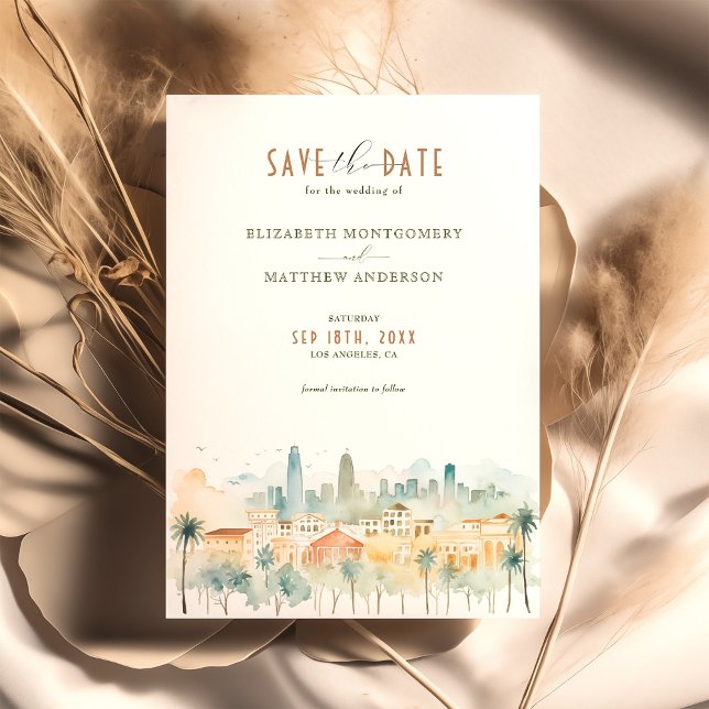 Vibrant Los Angeles Skyline Save-the-Date Invitation (Creator Uploaded)