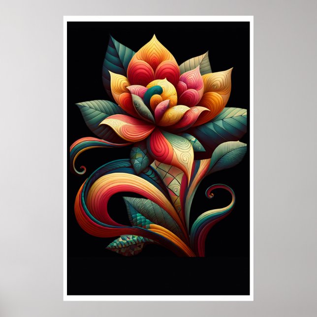 Vibrant Lotus: A Whimsical Floral Design Poster (Front)