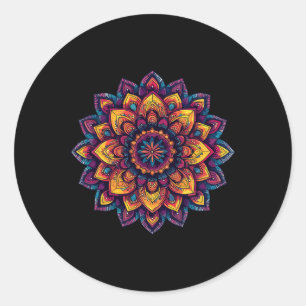 Vibrant Lotus Mandala For Meditation And Mindfulne Classic Round Sticker