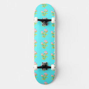 Vibrant Lotus Motif Skateboard