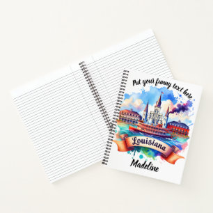 Vibrant Louisiana watercolor painting Notebook