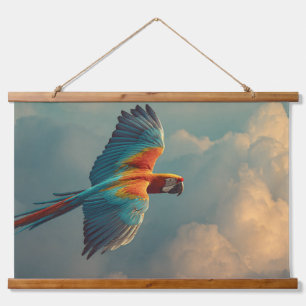 Vibrant Macaw Sunset Sky Flight Wall Art