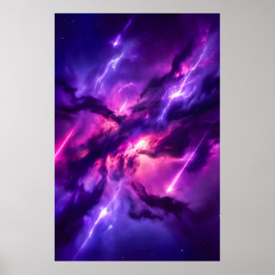 Vibrant Magenta Cosmic Void Nebula Art Poster