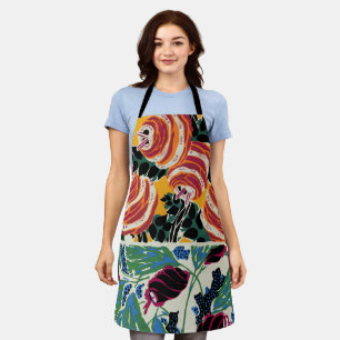 Vibrant Magenta & Orange Abstract Flower Art Apron