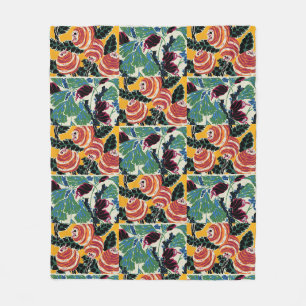 Vibrant Magenta & Orange Abstract Flower Art Fleece Blanket
