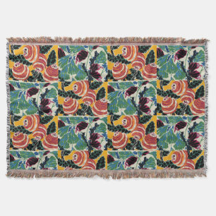 Vibrant Magenta & Orange Abstract Flower Art Throw Blanket