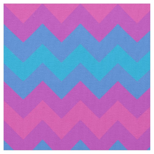 Vibrant Magenta Pink and Blue Chevrons Fabric (Close Up)