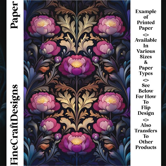 Vibrant Magenta, Pink Peony Blooms CT3 Craft Paper (Creator Uploaded)