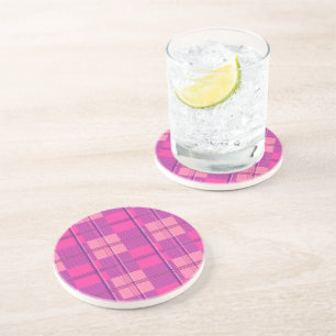 Vibrant Magenta Pink Plaid Aesthetic Coaster