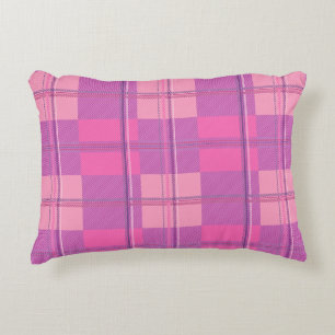 Vibrant Magenta Pink Plaid Aesthetic Decorative Cushion
