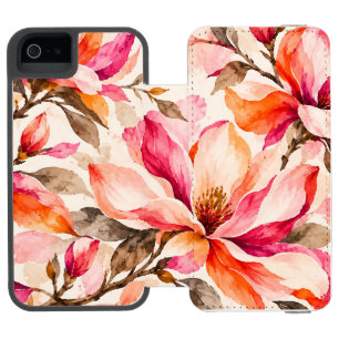 Vibrant Magnolia Botanical Floral Design Incipio Watson™ iPhone 5 Wallet Case