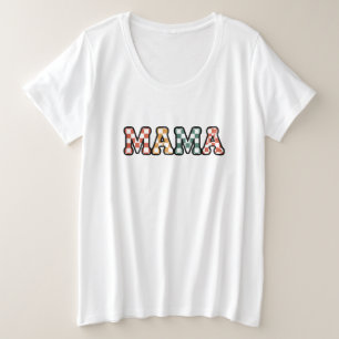 Vibrant MAMA Letter Art - Bold Chequerboard Plus Size T-Shirt