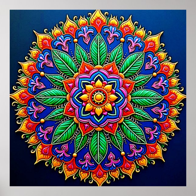 Vibrant Mandala Artistry Poster (Front)