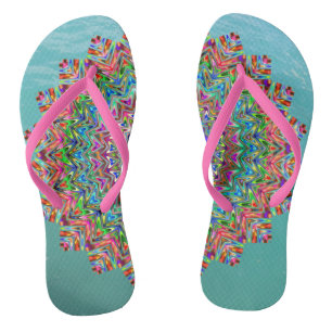 Vibrant mandala flip flops