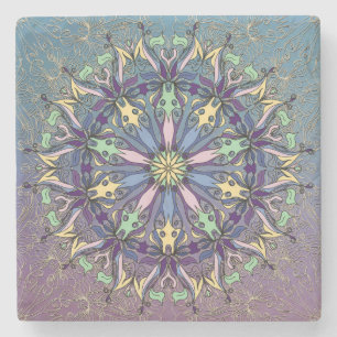 Vibrant Mandala Stone Coaster 