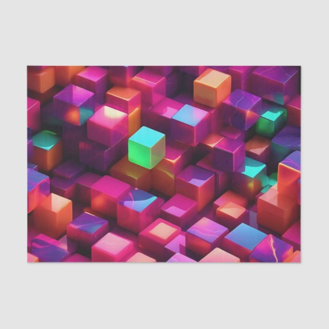 Vibrant Marble Fusion Cube Tissue Paper (Front)
