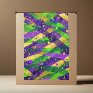 Vibrant Mardi Gras Purple Green Gold Cool Stripes  Tea Towel