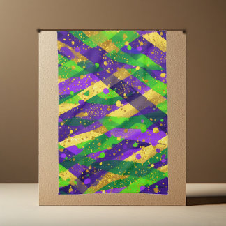 Vibrant Mardi Gras Purple Green Gold Cool Stripes Tea Towel