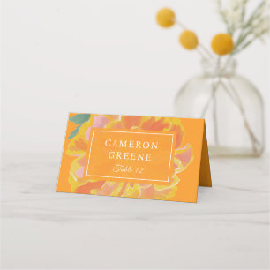 Vibrant Marigold Orange Wedding  Place Card