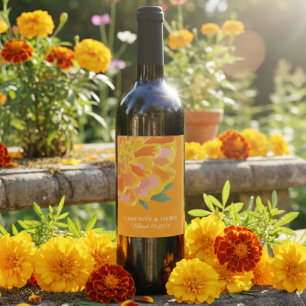 Vibrant Marigold Summer Wedding Gift  Wine Label